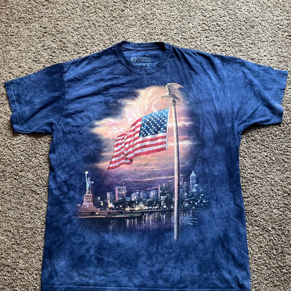 Thomas Kinkade Navy American Flag Tee